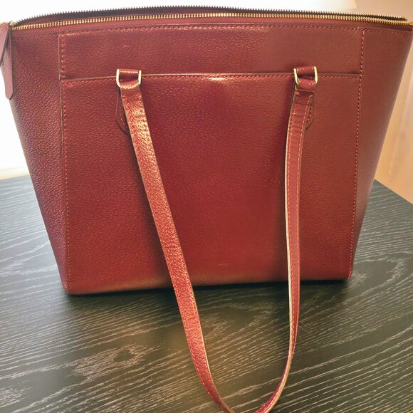 Gorgeous for fall - Authentic Kate Spade Leather Tote in Burgundy - Picture 3 of 5